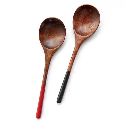 KXLCGYK Wooden Spoons, Set of 2, 16.5cm Long, Lightweight, Soup Spoon, Curry Spoon, Risotto Spoon, Dinner Spoon, Lacquered