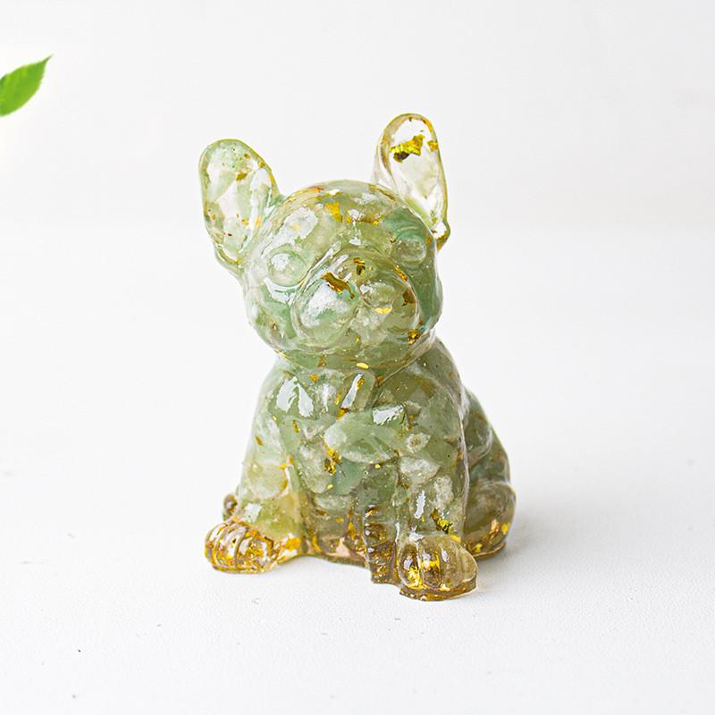 Modern Resin Dog Decor With Blue Lace Agate And Carnelian For Living Room Or Office Space