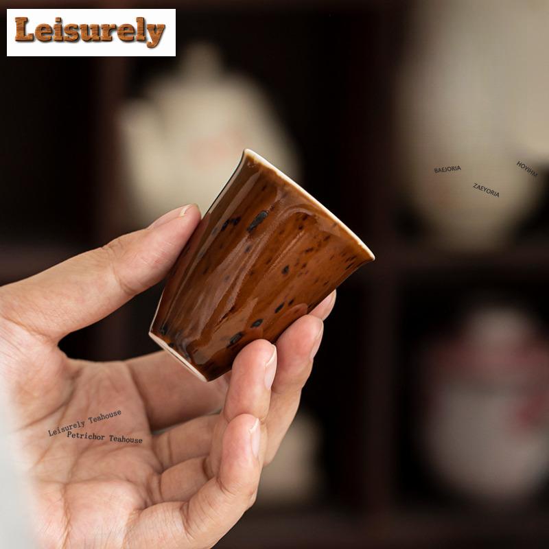 HOYIHM 11ml Xiangfei Porcelain Teacup Retro Tea Bowl Set of Cups Tea-tasting Smelling Cup Chazhan Master Cups Teaware Collection