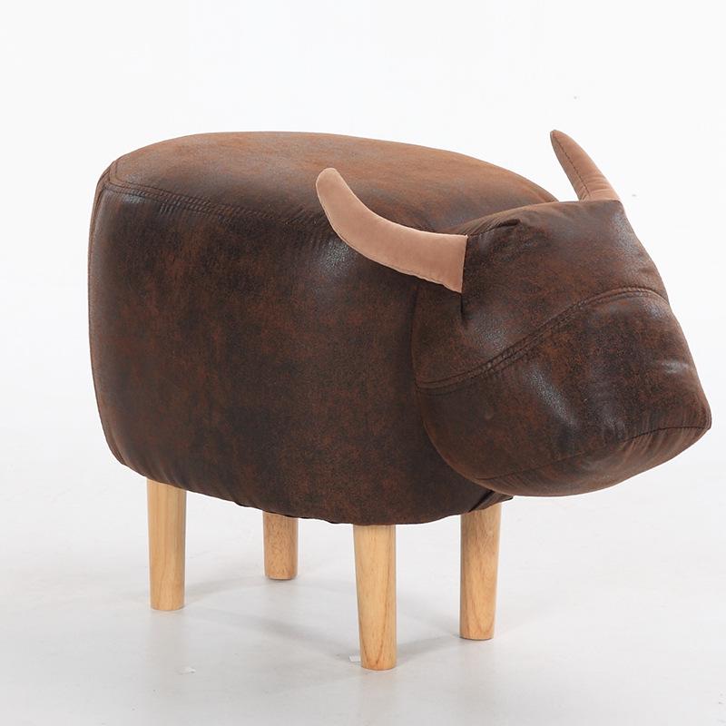 Cute Suede Cow Leg Stool: Solid Wood Footstool for Shoe Stores and Malls