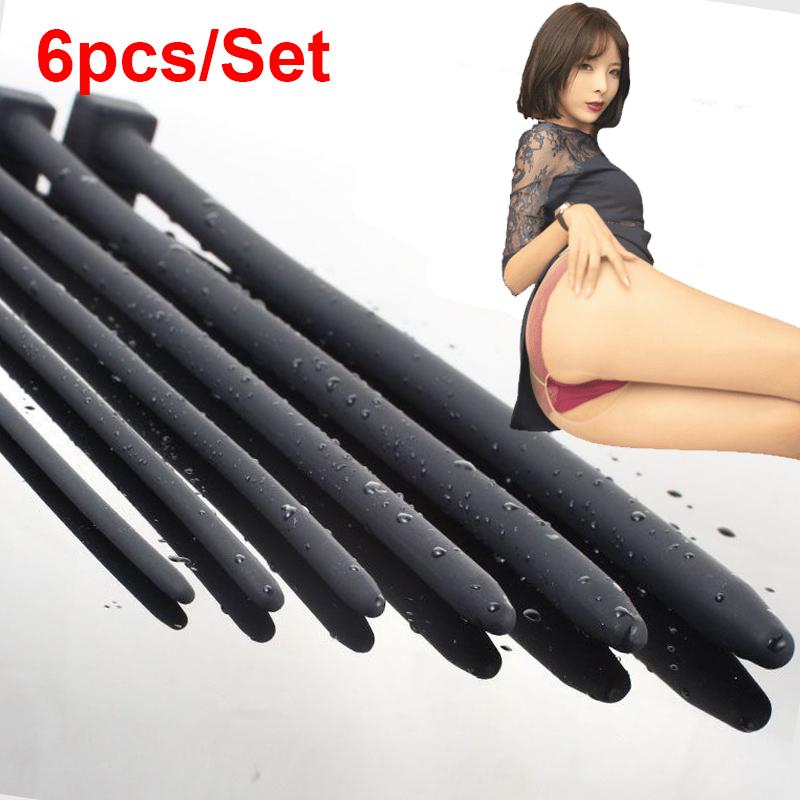 6pcs Urethral Dilator Men Silicone Sounding Set For Men Sex Toy Masturbator Penis Urethal Plug Female Urethra Stimulator/Sound