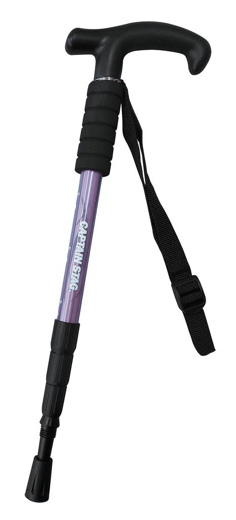Captain Stag Compact Sliding Walking Lightweight 220g Minimum 445mm Aluminum FEEL BOSCO (CAPTAIN STAG) T-Grip 4-Section Stick, / / Alloy, Purple,
