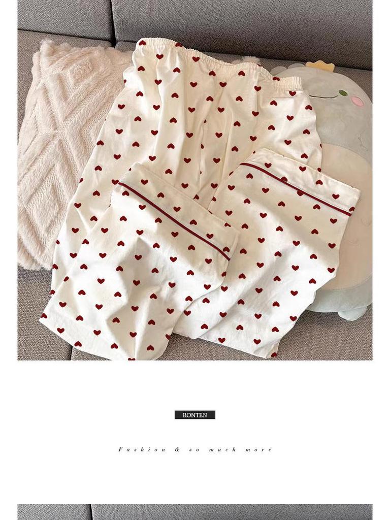 Korean Sweetheart Pajamas Set: Women's Long-Sleeve & Pants Homewear for Spring & Autumn