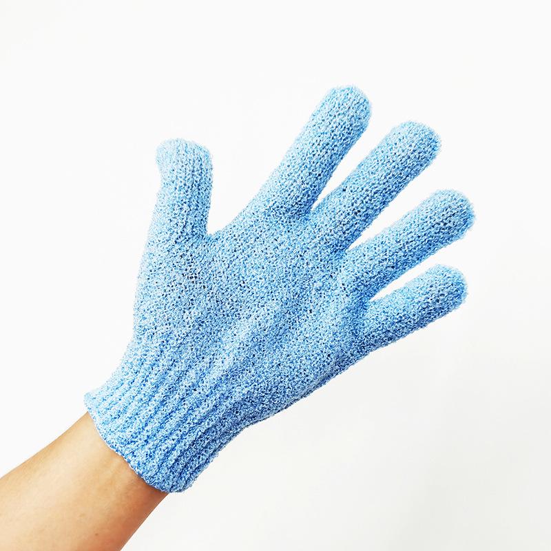 Exfoliating Double-Sided Bath Mitt & Back Scrubber Glove Colorful Bag Packaging синий