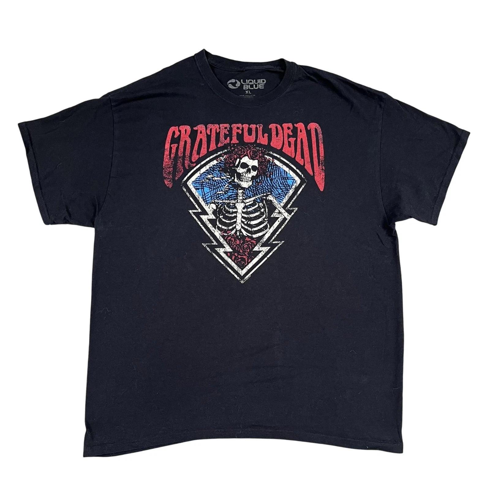 Grateful Dead T-Shirt Mens Liquid Blue Roses Black Tee Sz XL M
