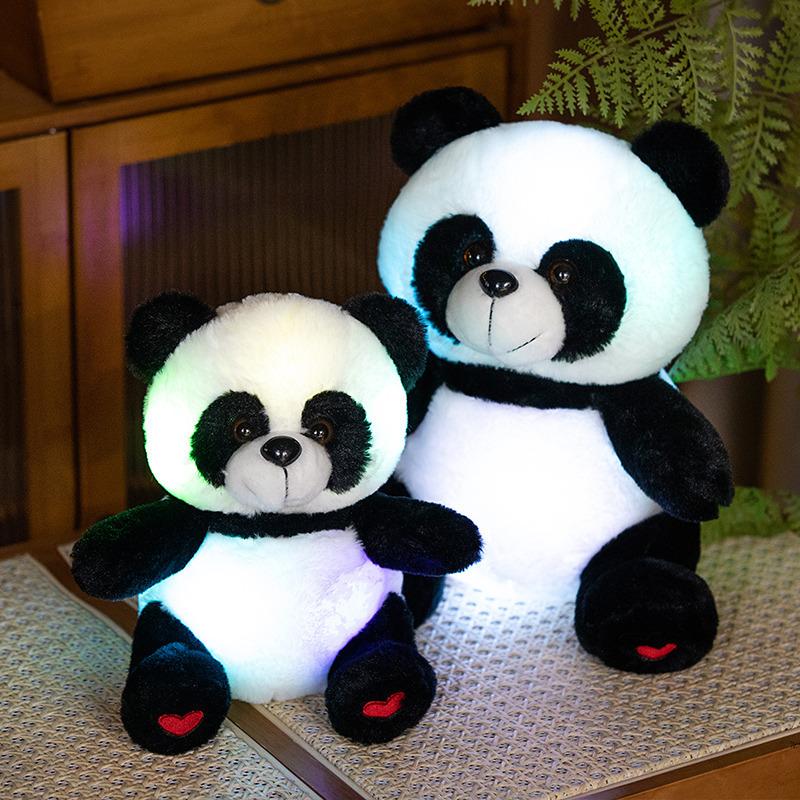 Cute Luminous Red Panda Doll Plush Toy National Treasure Black and White Panda Lying Down Panda Doll Children's Rag Doll