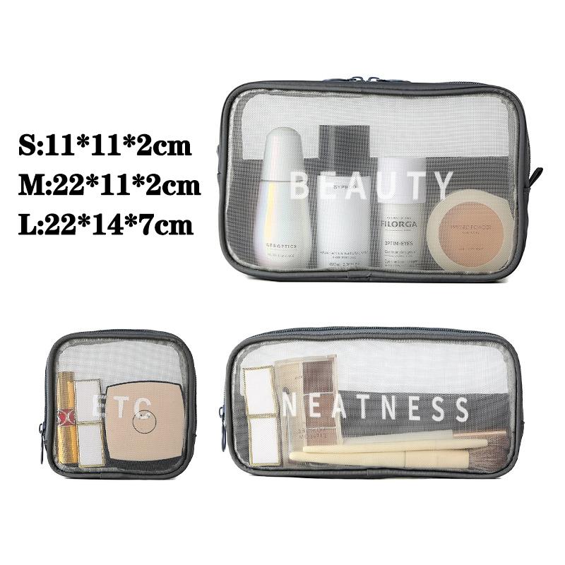 Travel Pouch Makeup Bag Wash Toiletries Organizer Bag Mesh Cosmetic Storage Bag
