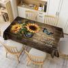 Sunflower Wood Grain Rectangle Tablecloth For Home Kitchen Wedding Party Decoration Tablecloth Restaurant Outdoor Picnic Mat