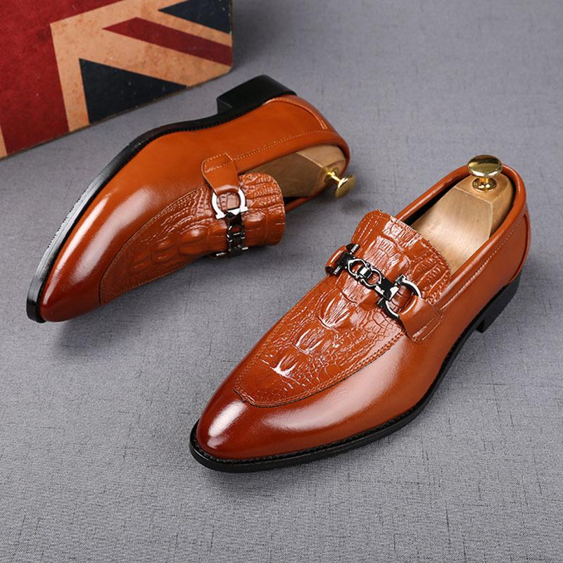 Fashion Luxury Fashion Men Crocodile Pattern Casual Leather Shoes Male Lace Up Flats Homecoming Wedding Dress Prom Zapatillas Hombre