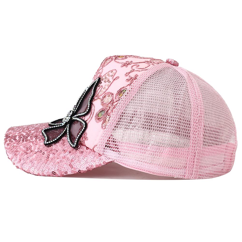 New Summer Glitter Mesh Trucker Hat Snapback Cap Chapeau Femme Fashion Messy Hair Bun Ponytail Baseball Caps For Women Bone