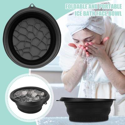 Ice Bath Bowl Quick Cooling Portable Washing Basin Built-In Ice Tray Foldable Silicone Face Dipping Bowl Facial Skin Care Tool