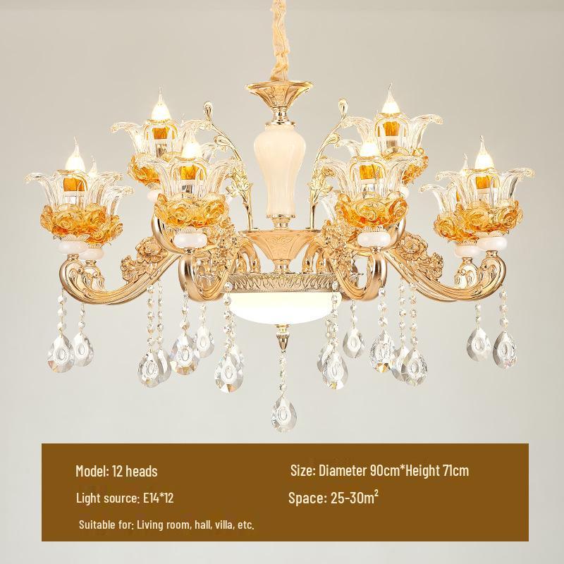 European Zinc Alloy Crystal Chandelier for Living Room, Bedroom, or Restaurant