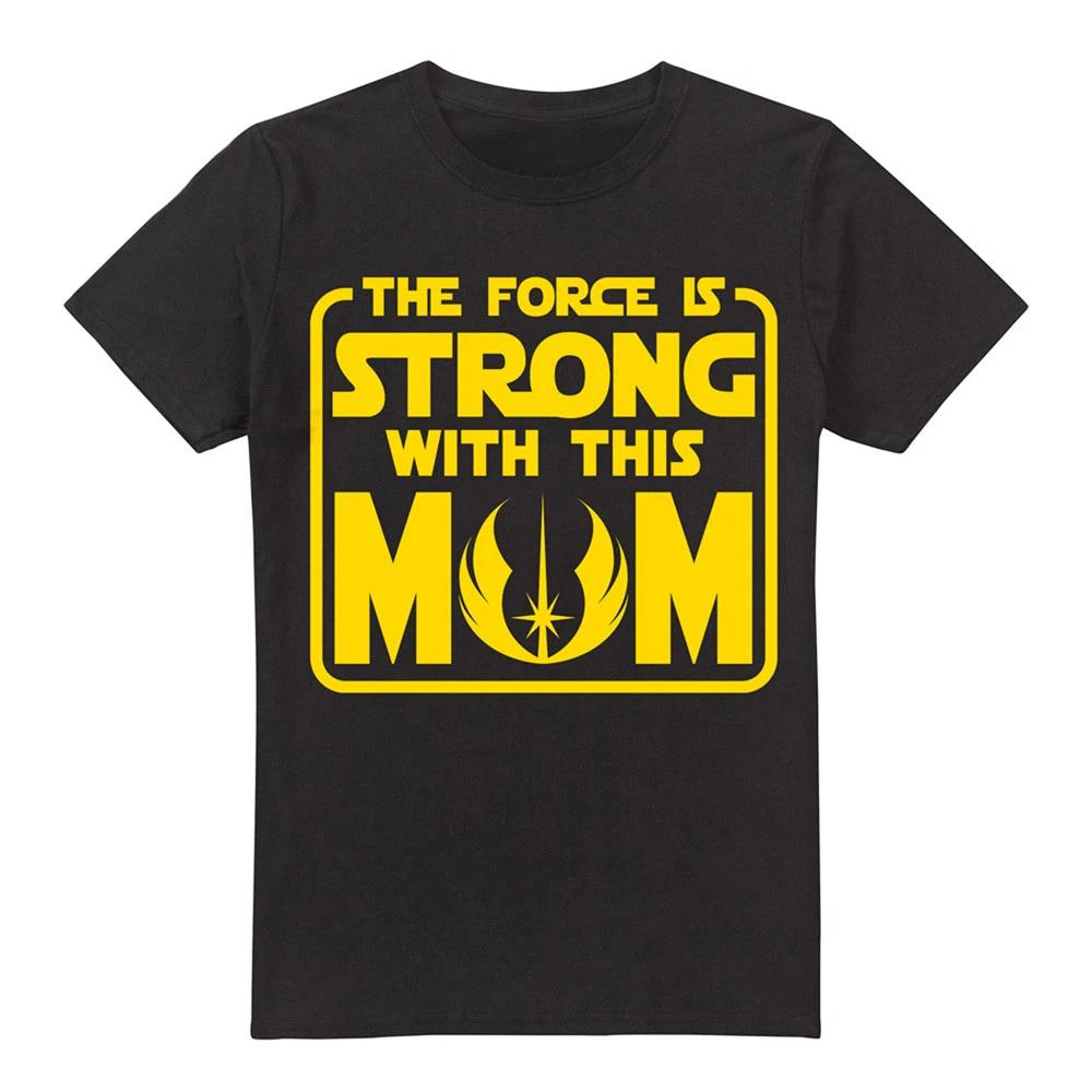 

Star Wars Mother s Day Force is Strong with Mom 100% Cotton T-shirt Mens Tees Top , Black S