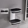 Soap Box Double Layer Shower Soap Dish with Strong Suction Cup Easy to Install No Drilling Wall Mounted Soap Tray