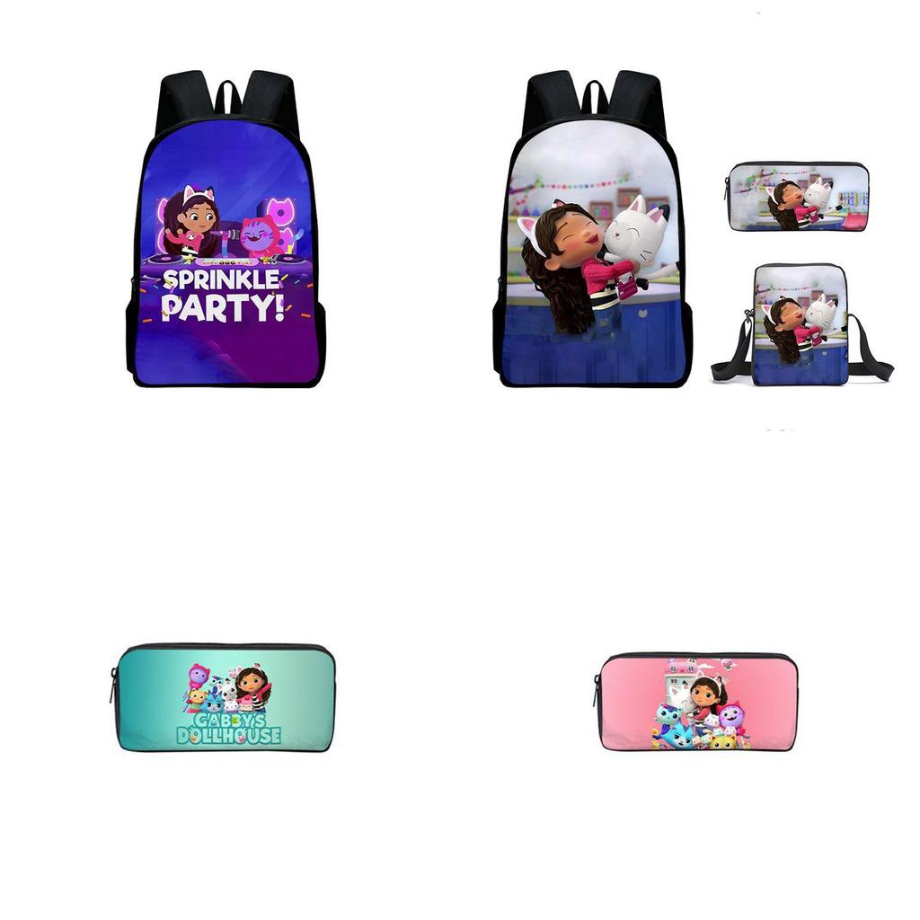 Gabby's Dollhouse Backpack Featuring Stylish Cartoon Design And Adjustable Shoulder Straps For Students