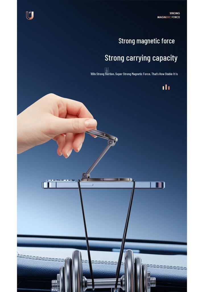 Double Head Magnetic Car Phone Mount - Dual-Sided Metal Stand for Streaming & Navigation