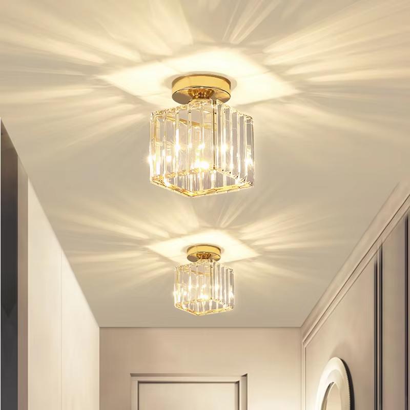 Crystal Ceiling Light Corridor Ceiling Lamp Luxury Balcony Aisle Foyer Kitchen Ceiling Pendant Light Hanging Chandelier Crystal