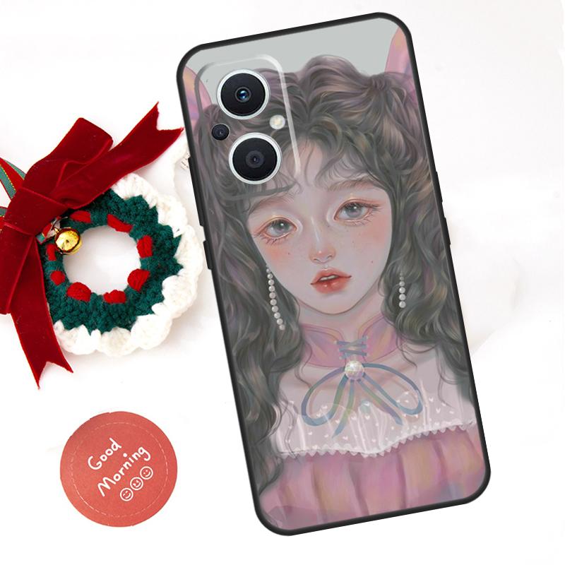 Cute And Beauty Girl Color Painting Funda For OPPO Reno 14 F 13F 12F 11F 10 11 12 13 Pro 7 8 Lite OPPO Find X5 X6 X8 X9 Pro Case