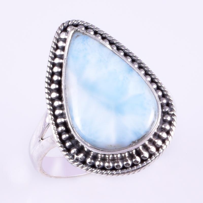 Natural Republic Larimar Gemstone Handmade 925 Sterling Silver Ring S.8" g0T82