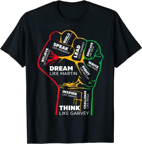 Inspiring Black Leaders Power Fist Hand Black History Month TShirt Cool Present for Women Unisex African Americans Graphic Tee Top