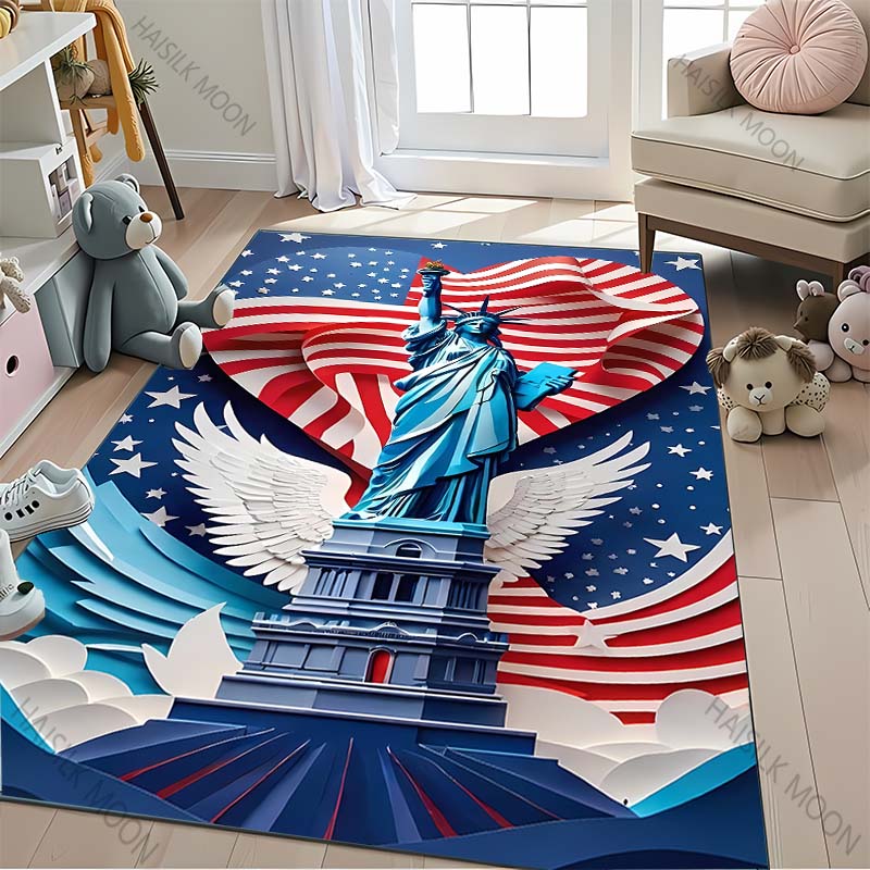 4th of July Non Slip Rugs Independence Day Printed Carpets for Home Entrance Bedroom Bathroom Decor