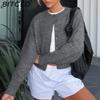 BITCED Women's Comfortable Casual Solid-Colour Knitted Single-Breasted Cardigan Short Jacket Sweater Top