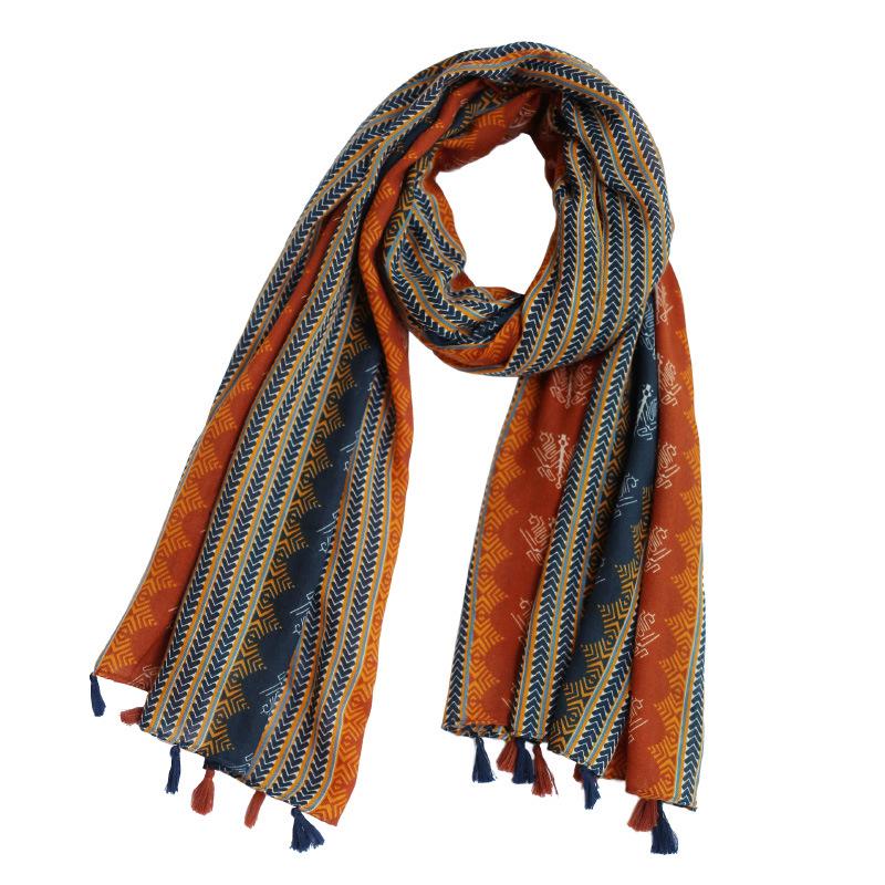 Women's Ethnic Style Summer Scarf: Yunnan Xinjiang Tibet Cotton Linen Silk Sunscreen Shawl