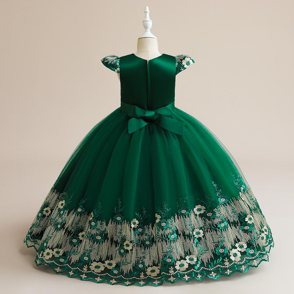 Fluffy Tulle Christmas Girls Dresses Formal Embroidery Bridesmaid Wedding Princess Kids Party Dress for Girl Costume Birthday Gown