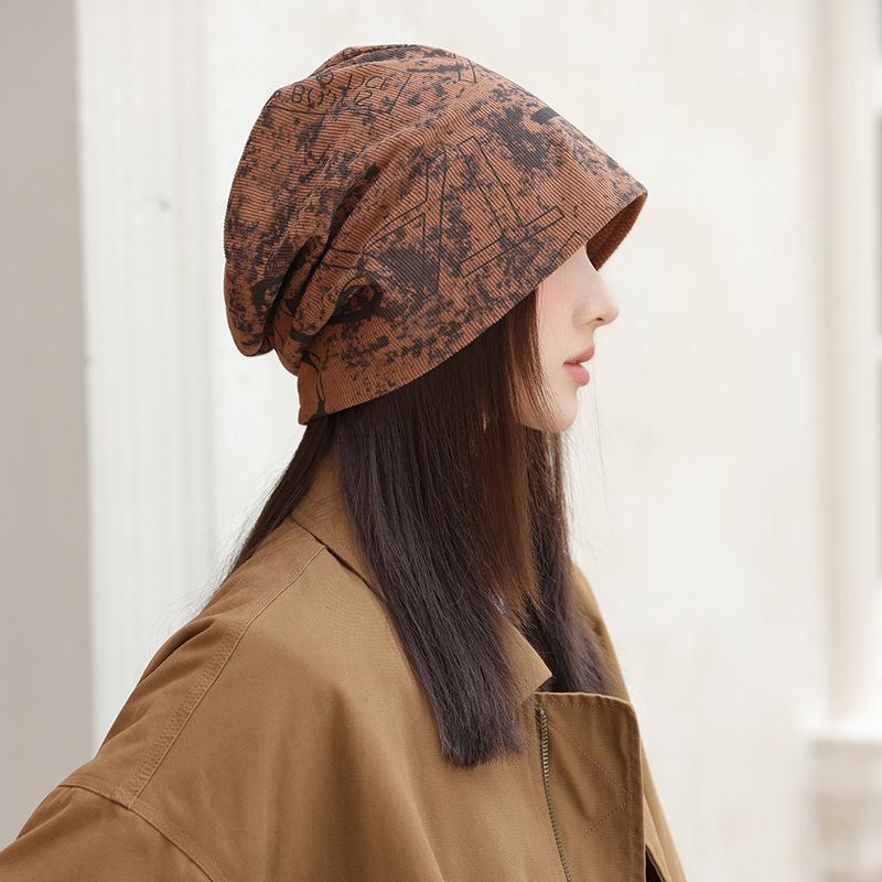 Autumn and Winter Hats Women's Casual Versatile Stacking Hats Big Head Circumference Showing Face Small Headgear Warm Cold Hats