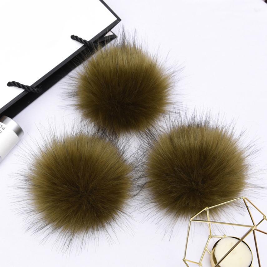 1PC Faux Fur Pompom Hat Ball Hairball DIY Handmade Pom Poms for Handcraft Colorful False Pompon With Rubber Band Hat Accessories