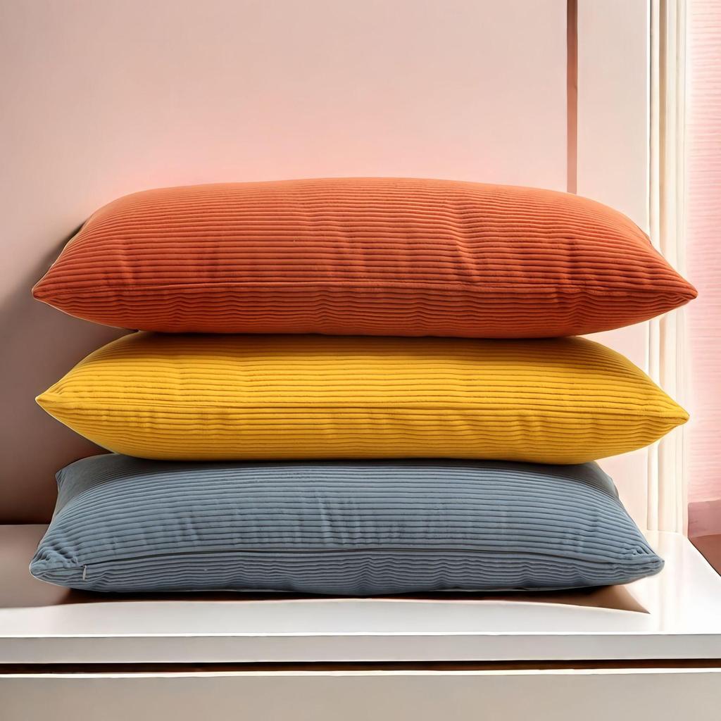 Corduroy Lumbar Throw Pillow with Removable & Washable Cover