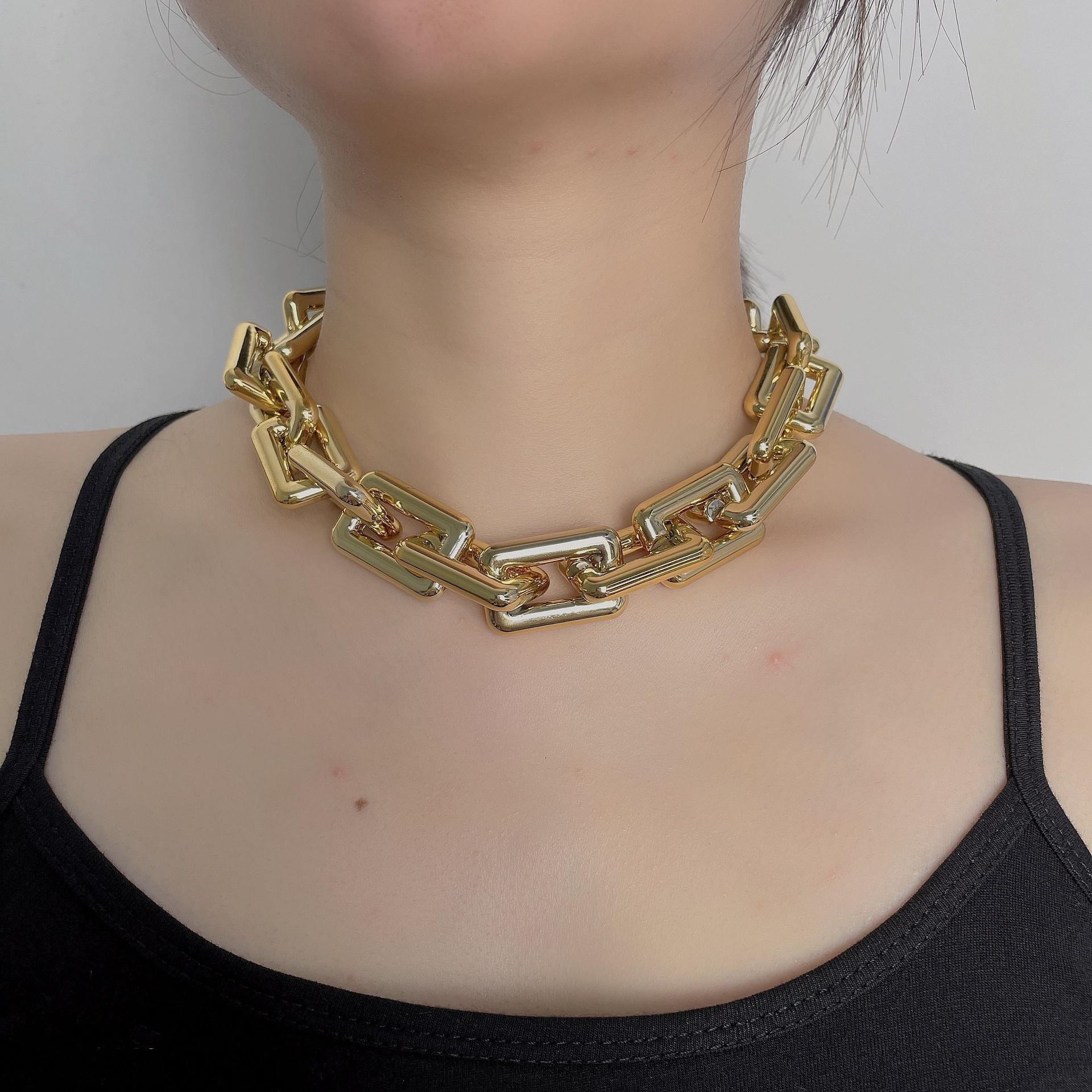 European and American Jewelry Retro Fashion Exaggerated CCB Short Necklace for Women Retro Punk 60CM