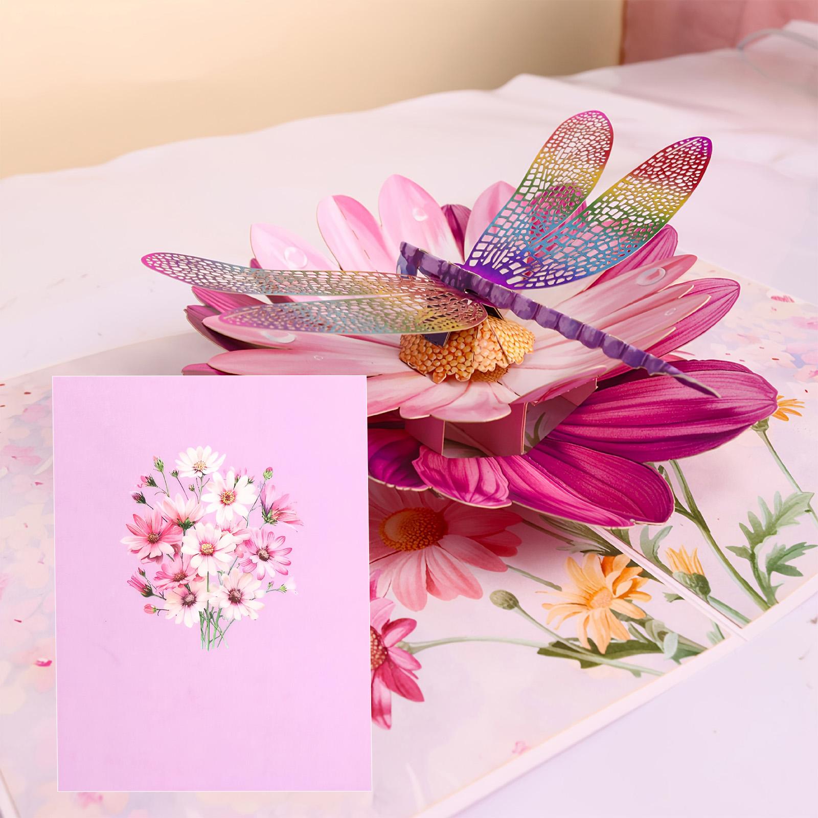 

3D Series Bouquet Folding Greeting Card, Paper Sculpture Flower Festival Blessing Gift One Size