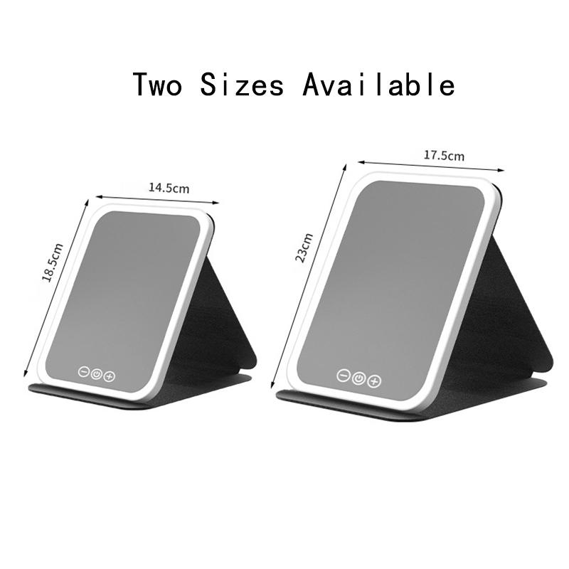 Foldable HD Makeup Mirror Intelligent Touch Control Adjustable Three Color Light LED Cosmetic Mirror Type-c Charging Two Size