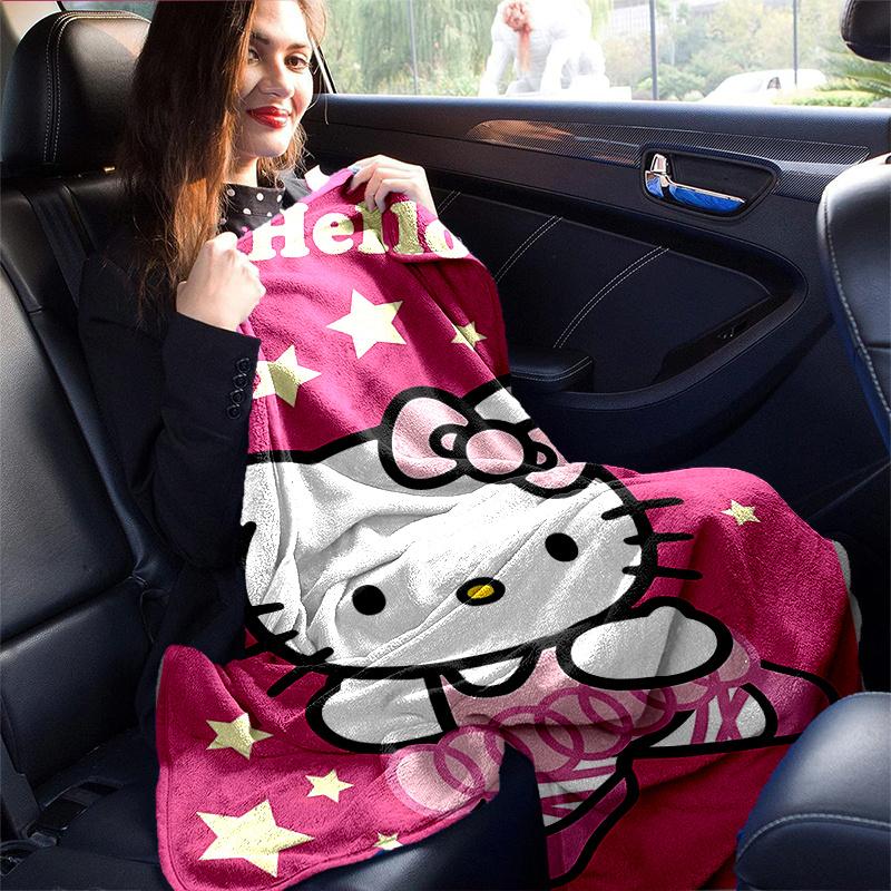 1pc Cute Hello Kitty Dancing Blanket, Soft and Cozy for All Seasons, Living Room, Travel, Camping, Car Blankets, Beach, Office Naps, Perfect Home Deco