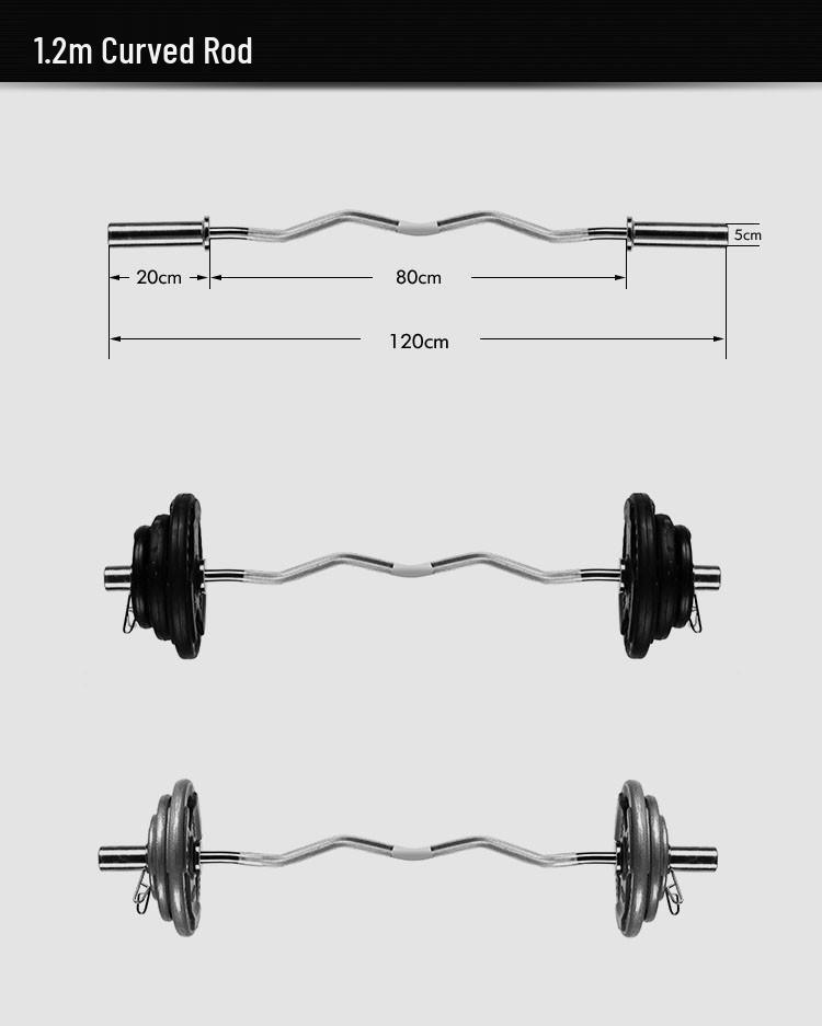 Professional Gym Barbell Bar - Large Hole, 1.2/2.2m Straight & Curved Options