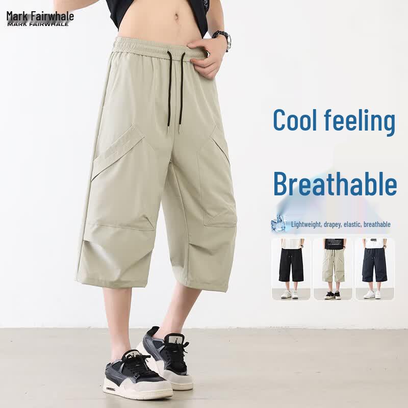 MARK FAIRWHALE Men s Quick-Dry Ice Silk Cargo Capri Pants 3XL хаки