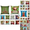 Happyspree Happy Christmas Pillow Cases Stylish Flax Sofa Cushion Covers For Festive Decor
