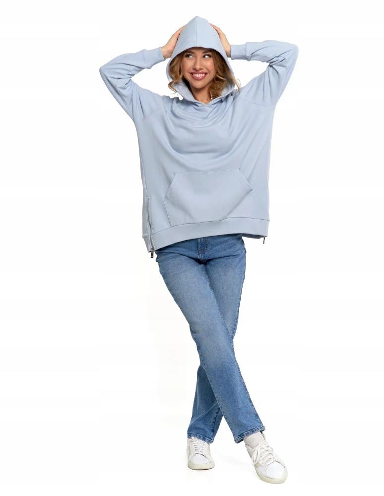 Women's Sweatshirt with Hood Cotton Fashionable Oversize Soft MORAJ S BLUE