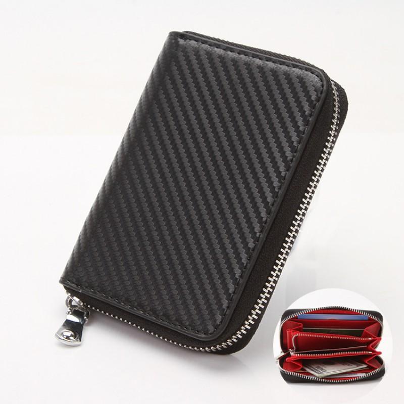 Mini Small Wallet Popular Carbon Fiber Short Zipper Men's