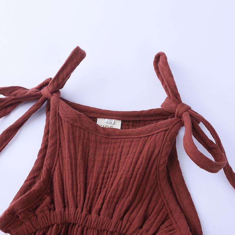 Summer  Soft Toddler Kid Overalls Romper Baby Girl Jumpsuits Solid Cotton Linen Newborn Clothes Infant Sleeveless Bodysuit