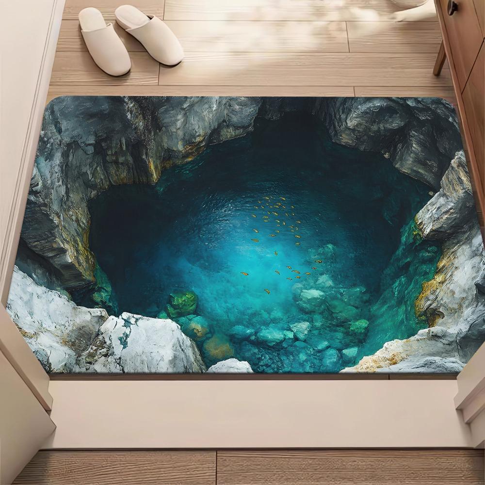 3D Flat Optical Illusion Doormat Non-slip Water-absorbing Bathroom Carpet Realistic Design Durable Bedroom Door Rug