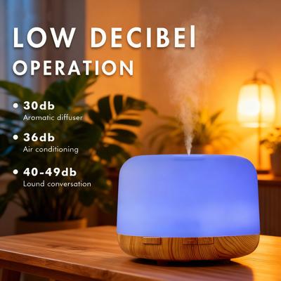 500ml Ultrasone Luchtbevochtiger Slaapkamer Aroma Diffuser met Afstandsbediening, Automatische Uitschakeling en 7 Kleuren Licht Nachtkastlamp