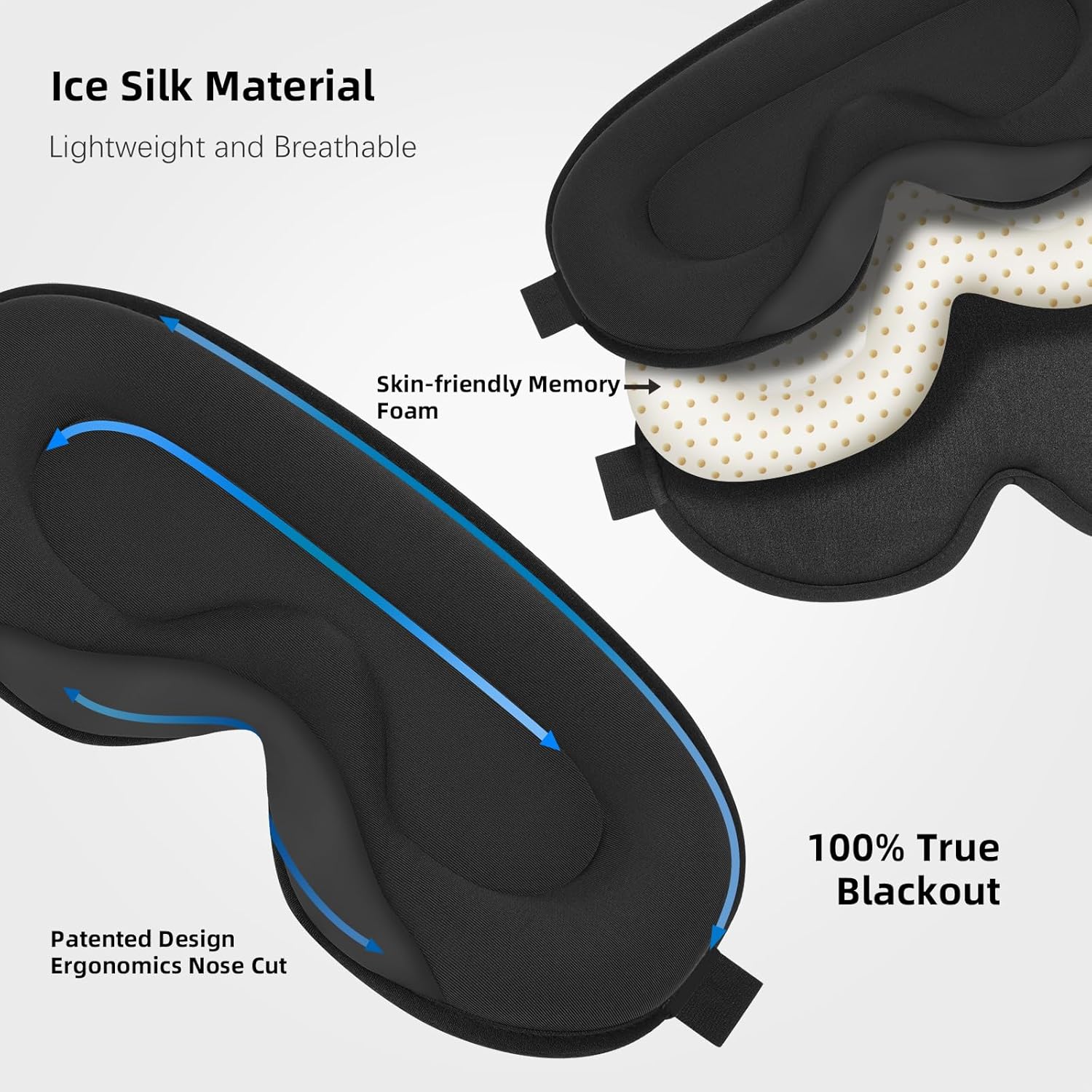 

3D Маска для сна Контурная повязка на глаза Блокировка света Защита для глаз с регулируемым ремешком Подушка для глаз Мягкая Удобная Тень для глаз для сна Путешествия