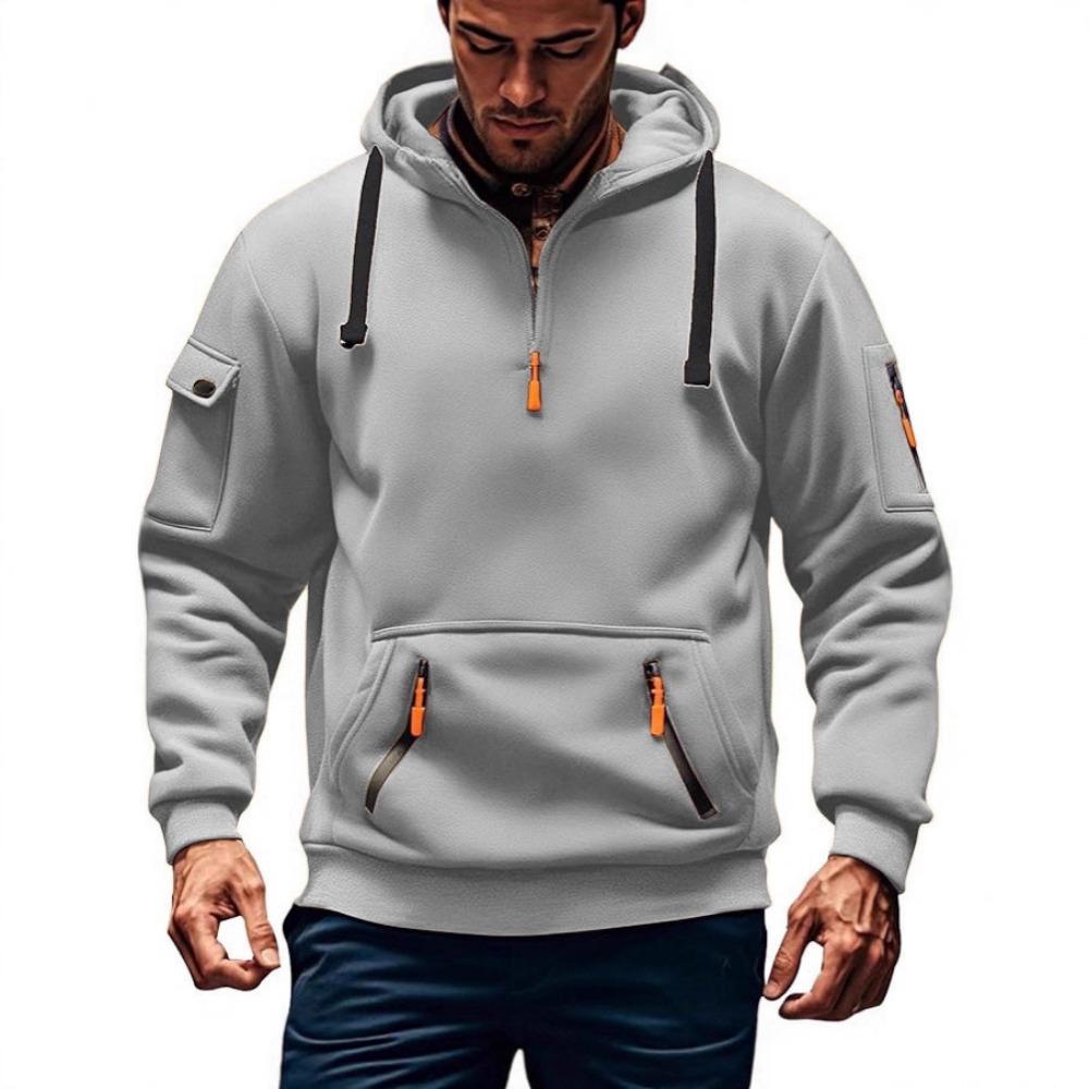 2026 New Men's Multi-zipper Sweatshirt Loose Sports Sweatshirt Casual Daily Clothing Plus Velvet Hoodie