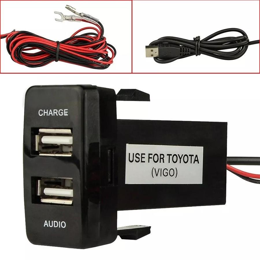 Dual USB Charger Socket Audio adaptér pro Toyota 4Runner Highlander FJ Cruiser