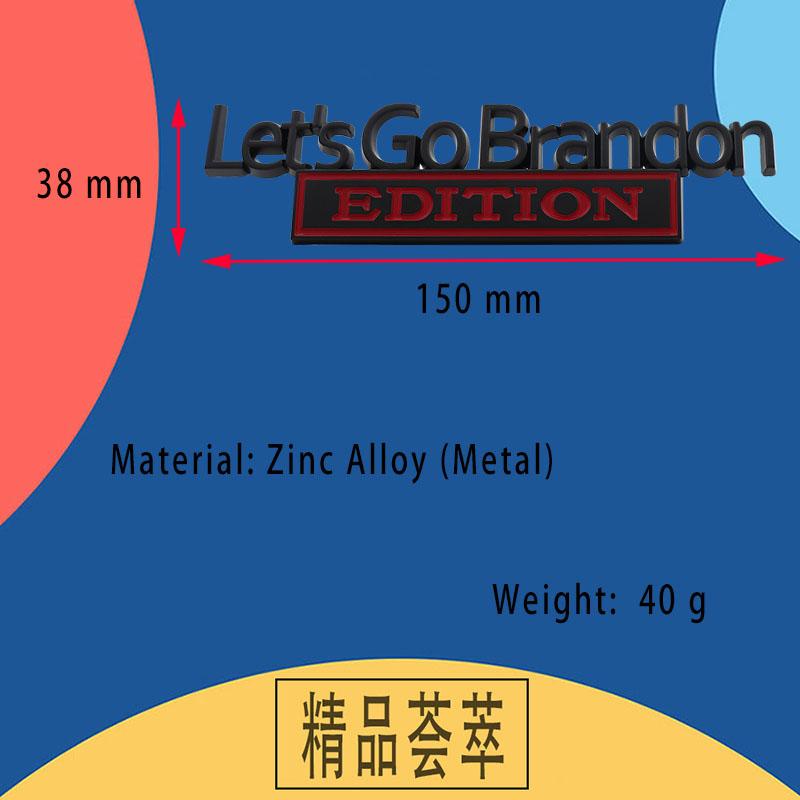 3D Car Styling Let's Go Brandon car Door Fender trunk Rear Bonnet Nameplate Decal Emblem Badge Sticker