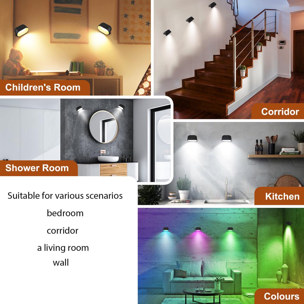 Remote Control Touch Night Light 360 Degree Rotation Bedroom Bedside Lights RGB Color Change Dimmable Lamp
