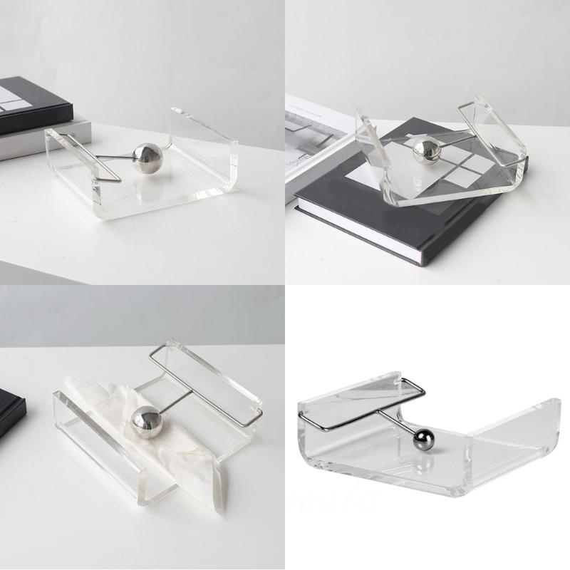 Clear Acrylic Paper Towel Dispenser with Weighted Arm Paper Towel holder Tissue Organizer for Dinning Room Countertop