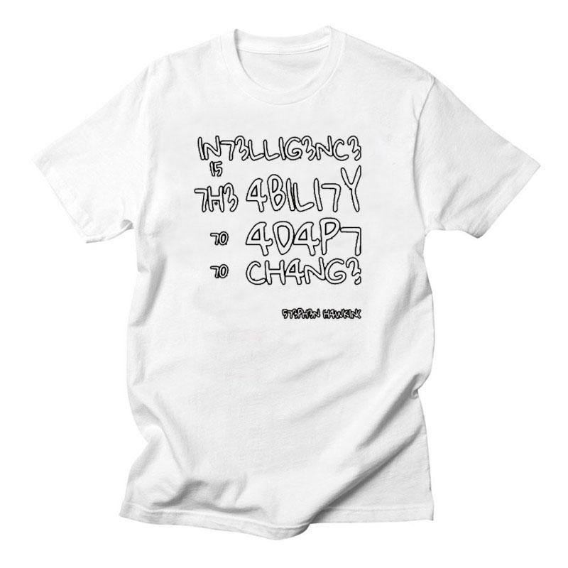 Creative Men TShirts Funny Geek Tops Intelligence Is The Ability To Adapt Change Letters Print Tee Male Oversized T Shirt